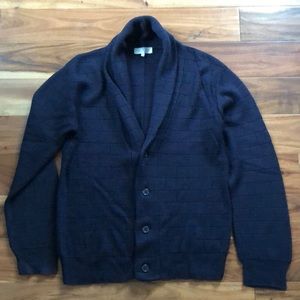 Shades of Greige textured sweater cardigan. Navy, size large